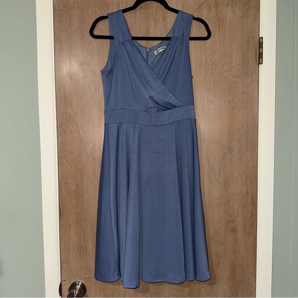 GRACE KARIN Women's Sleeveless V-Neck A-line Dress - Dusty Blue - Size M
